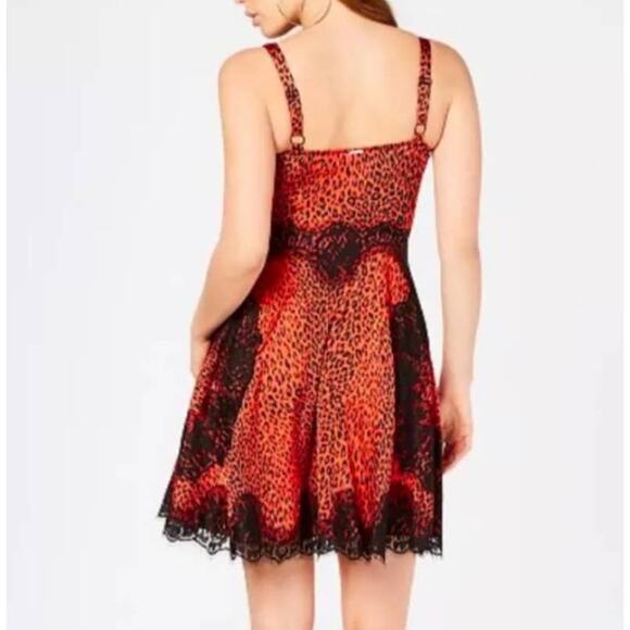 GUESS Nadine Red and Black Leopard Print Fit and Flare Dress - XS - Picture 7 of 7